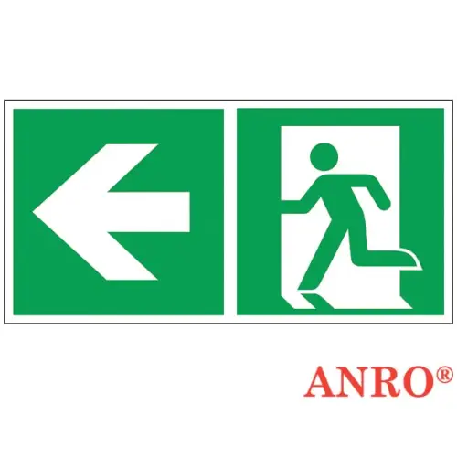 Znak ewakuacyjny „Kierunek do wyjścia w lewo i prosto (za drzwiami)” 150 x 300 Z-E001-1 ANRO